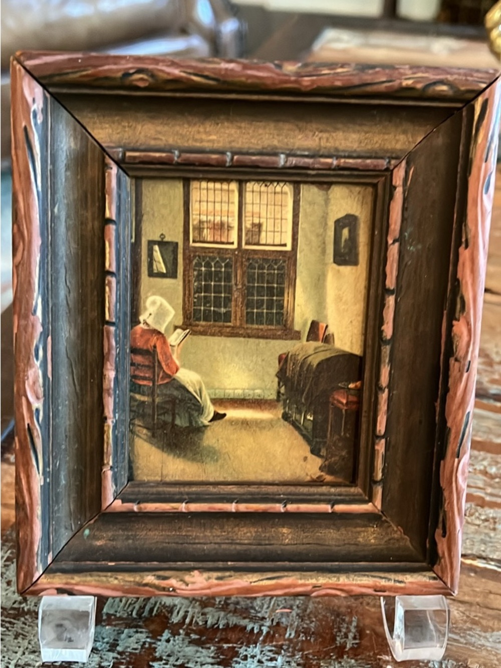 Vintage Mini Print by Pieter Janssens of Woman Reading